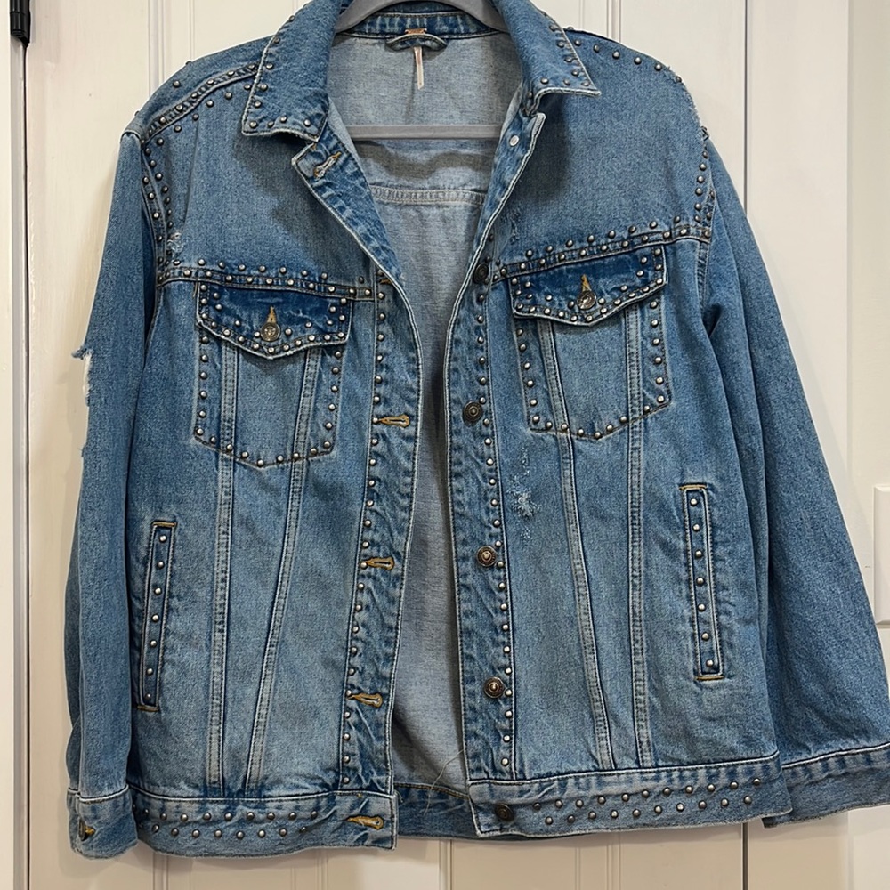 Free People Studded Denim Jacket